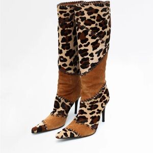 VTG CASADEI PONY LEOPARD BOOTS - 8